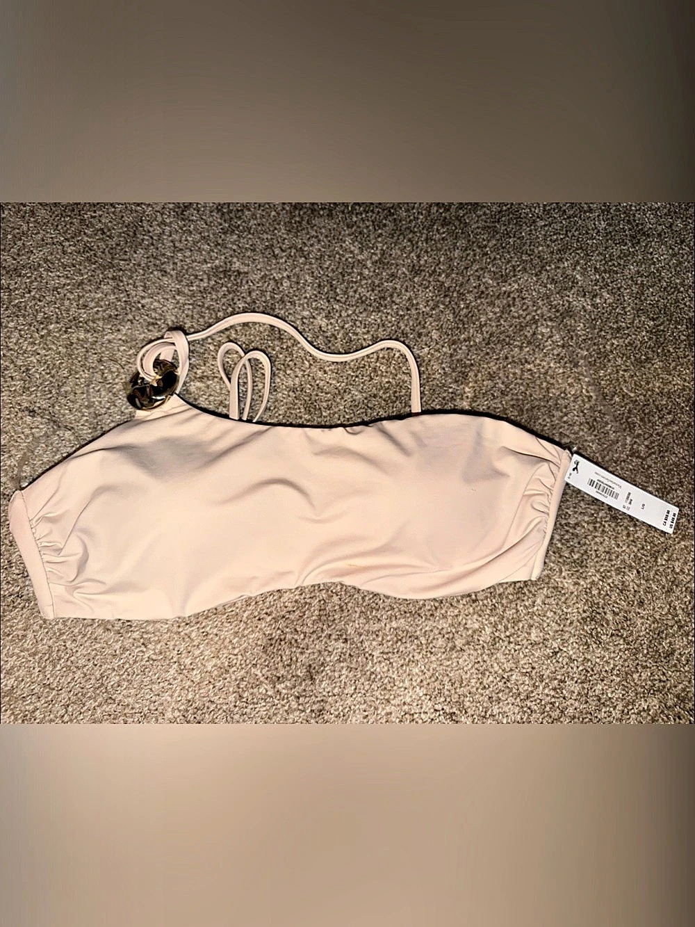 Victoria's Secret Hammered Hardware One-Shoulder Bandeau Bikini Top beige Large
